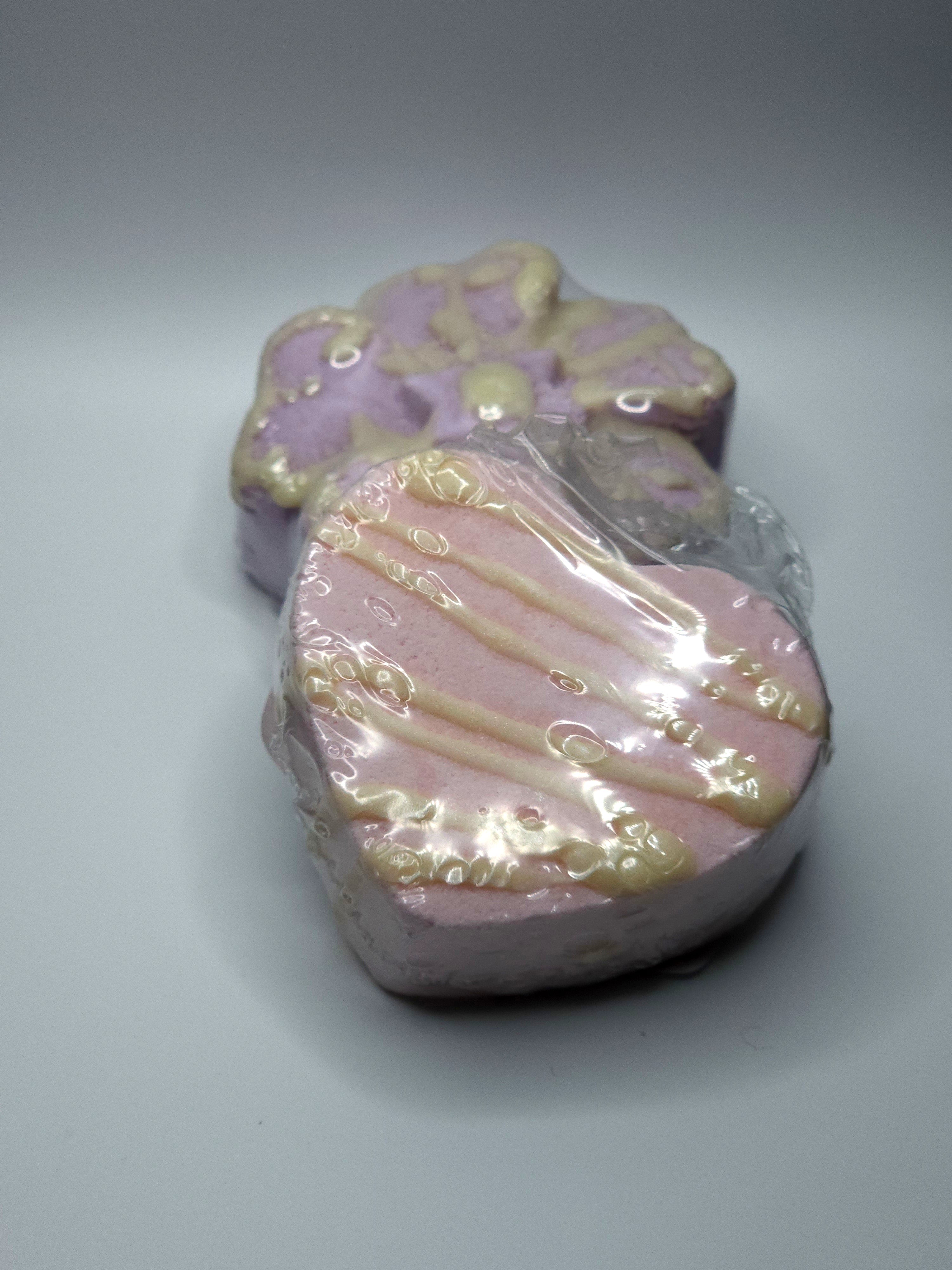 Pink Sand (Type) Flower Bath Bomb With Cocoa Butter Drizzle