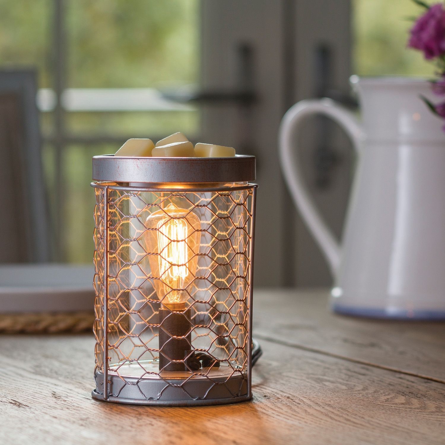 Chicken Wire Vintage Bulb Illumination Wax Warmer