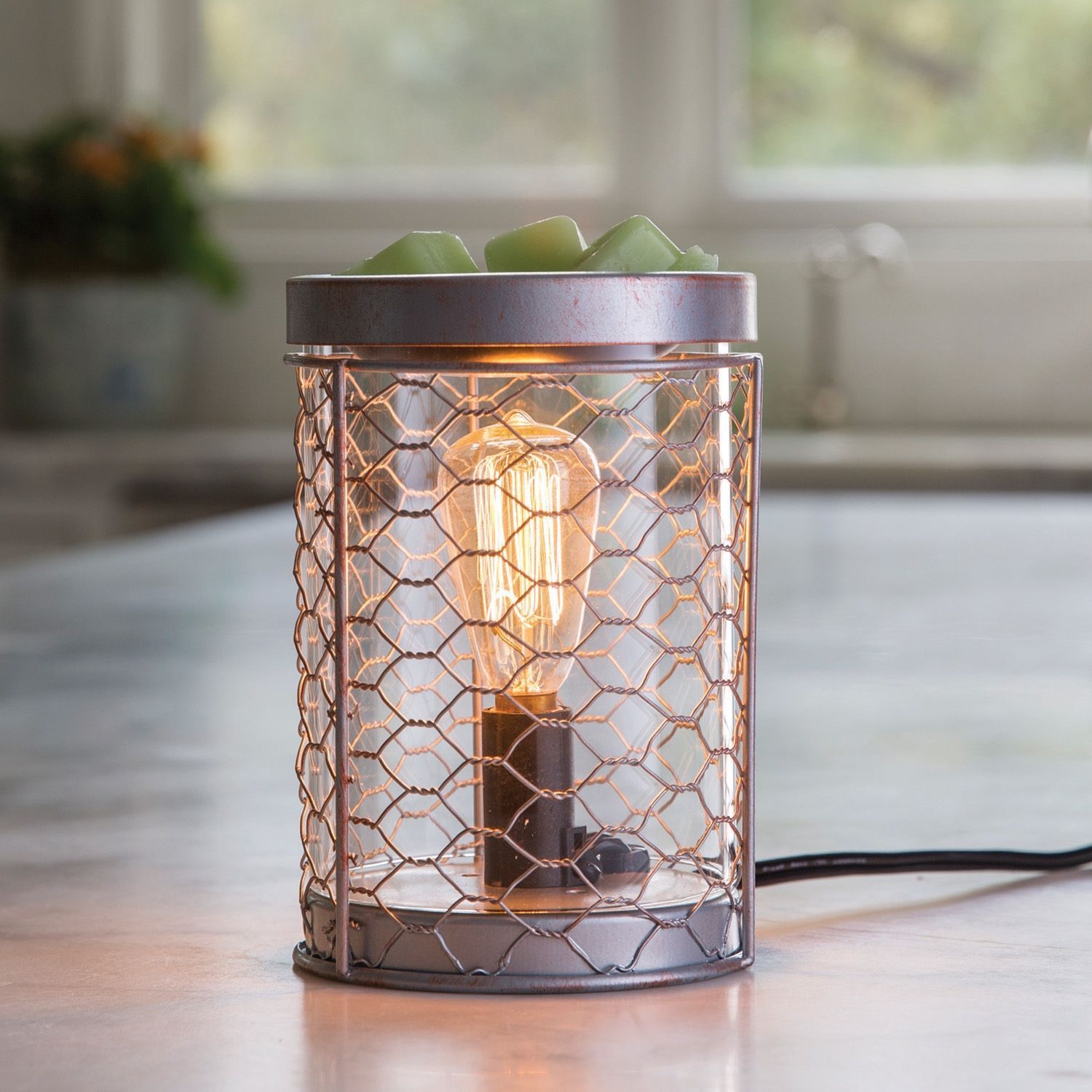 Chicken Wire Vintage Bulb Illumination Wax Warmer